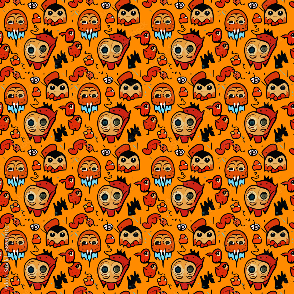 Vector seamless illustration fantastic monster pattern Vector seamless illustration fantastic monster pattern
