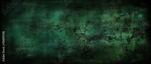 retro vintage green grunge texture dark black background. Generative AI