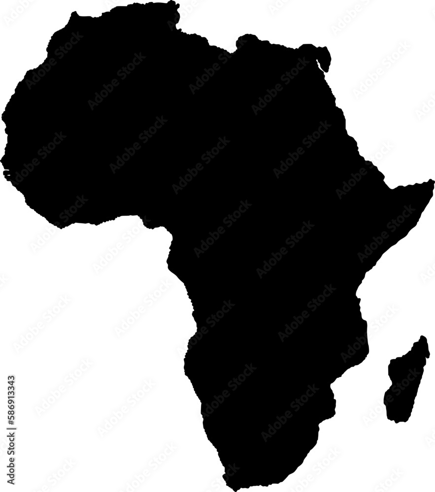 Map of Africa. Black Map of the African Continent, Africa Map Template. Vector