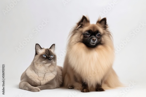The Siamese cat and the Pomeranian are great buddies. Generative AI