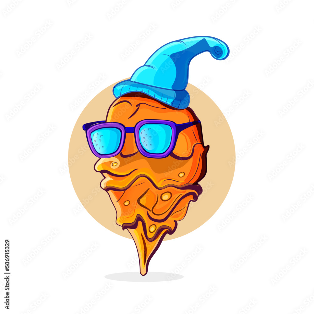 Obraz premium Stylish hip hop ice cream cone cartoon character with hat