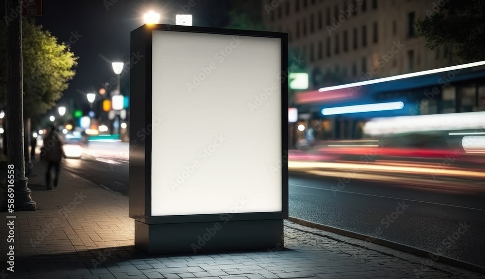blank billboard mockup for advertising in the city, night view, bokeh effect blank billboard mockup for advertising in the city, night view, bokeh effect