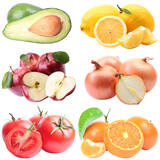 Fruits and vegetables isolated 