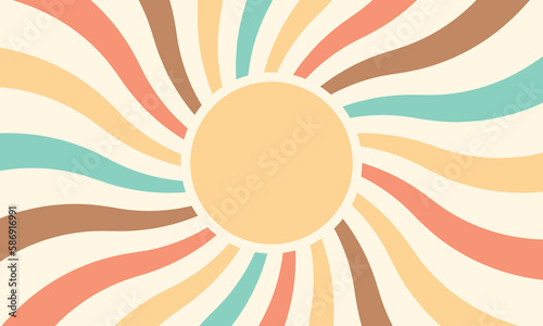 Vintage sun retro banner background. Vintage bright grunge placard. Vector horizontal illustration for banner, poster and backdrop.