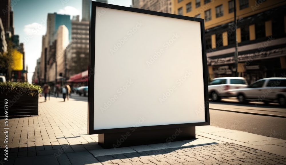 blank billboard mockup for advertising in the city, daylight view
