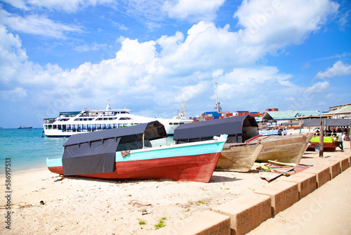 Harbour of Stone Town in Zanzibar. 
