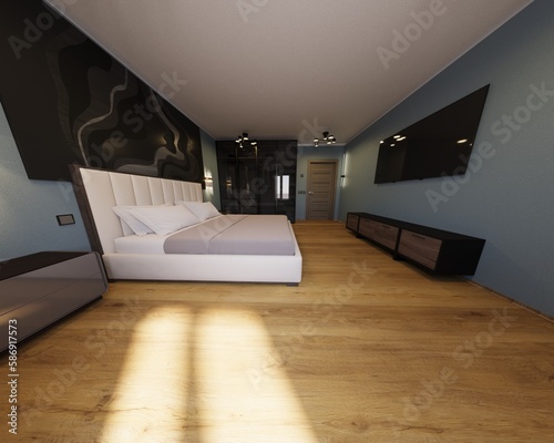 Loft-Stil Schlafzimmer Design . 3D-Rendering