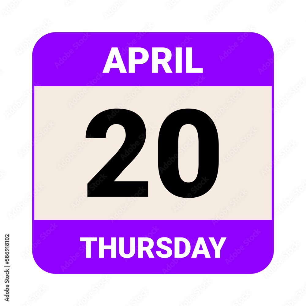 20 April, Thursday. Date template. Useful design for calendar or event promotion. Vector illustration EPS 10 File. 20 April, Thursday. Date template. Useful design for calendar or event promotion. Vector illustration EPS 10 File.