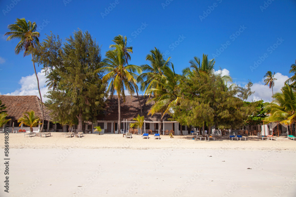 View of tropical sandy beach on Zanzibar, Tanzania. View of tropical sandy beach on Zanzibar, Tanzania.