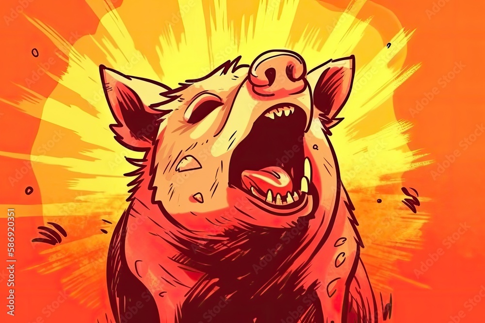 Obraz premium happy pig with an open mouth. Generative AI
