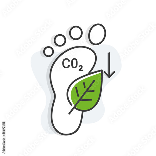 CO2 footprint reduction icon. Sustainability and Carbon Footprint Reduction Icon - Vector Illustration for Eco-Friendly Concepts