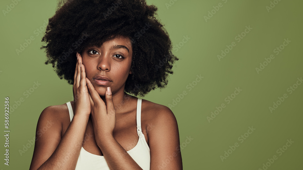 Charming black woman looking at camera Charming black woman looking at camera