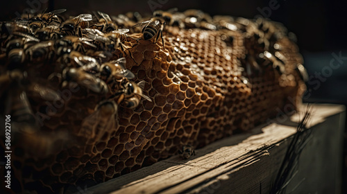 Bees and Honeyconmb, bees making honey photo