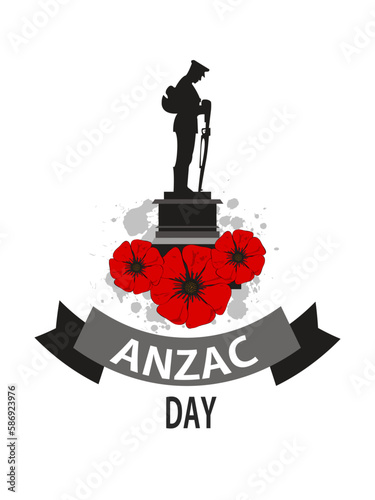 Anzac day background. Poppy flower. Vector background.