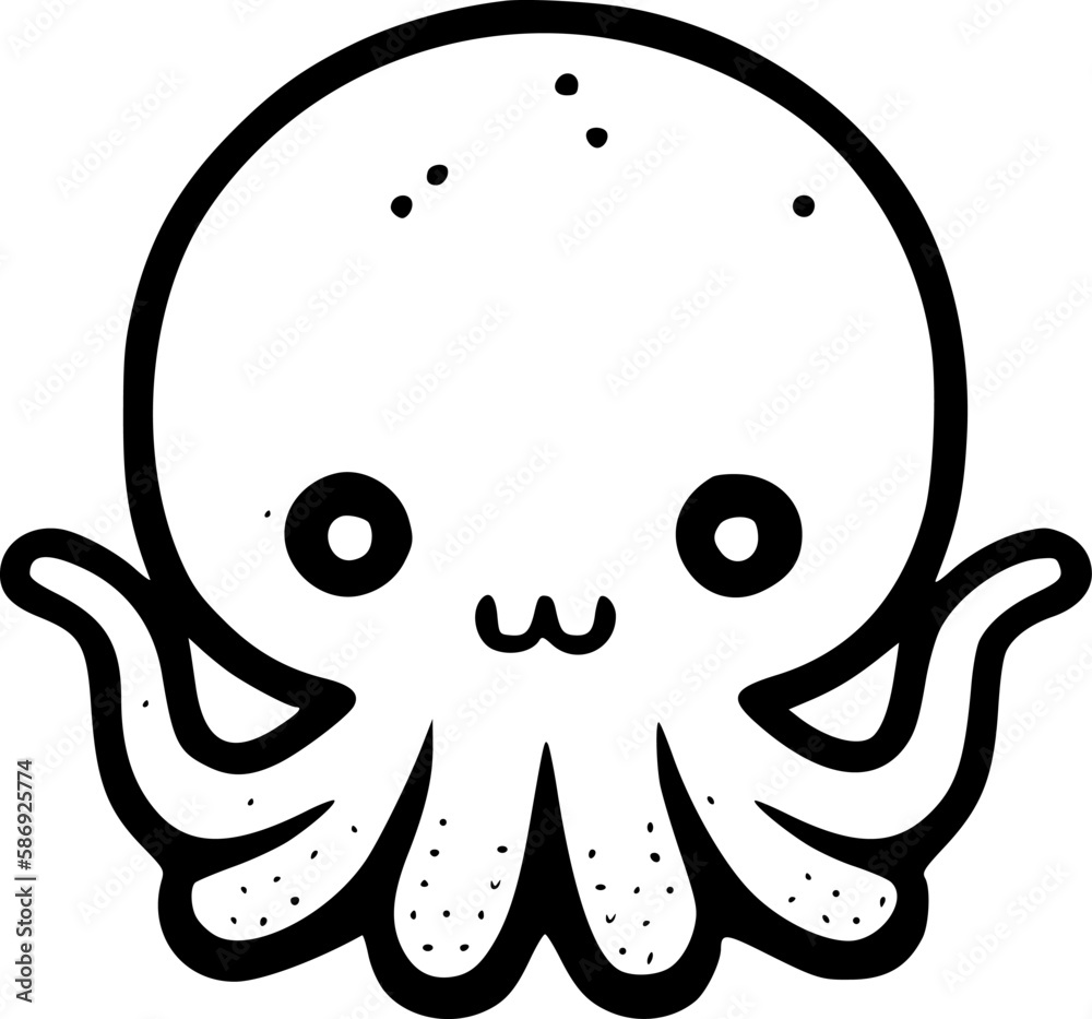 Octopus Cartoon | Black and White Vector illustration Octopus Cartoon | Black and White Vector illustration