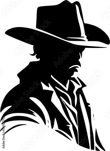 Cowboy - Black and White Isolated Icon - Vector illustration