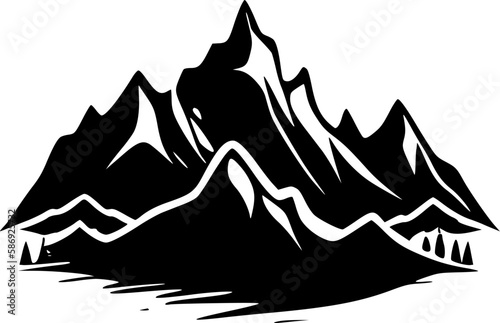 Mountains   Minimalist and Simple Silhouette - Vector illustration