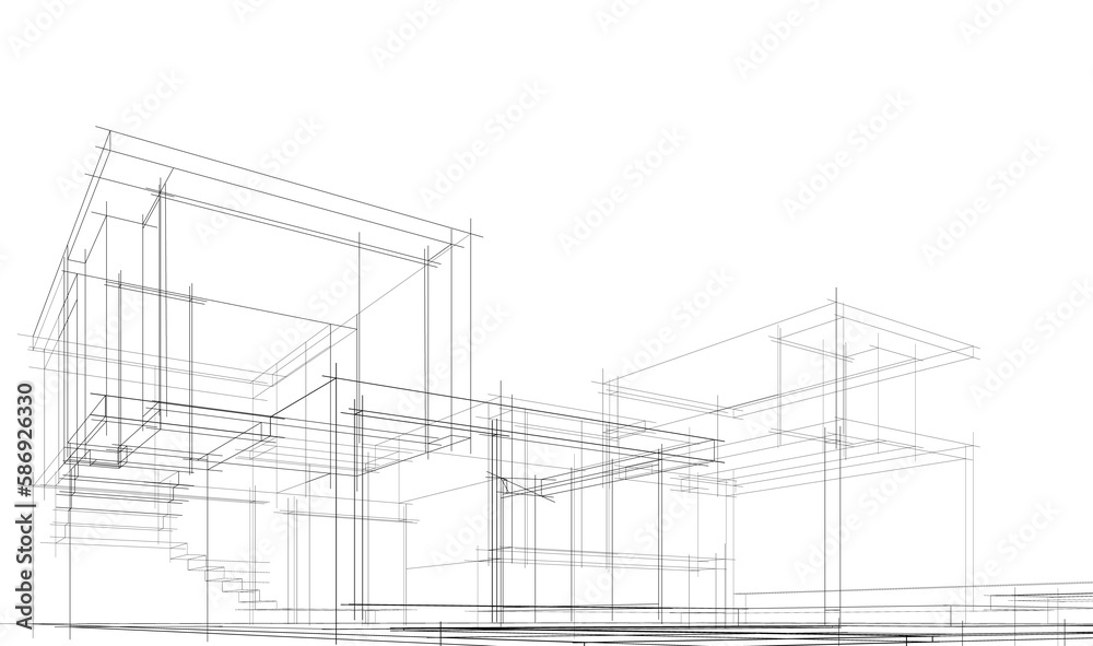 architectural sketch of modern house architectural sketch of modern house