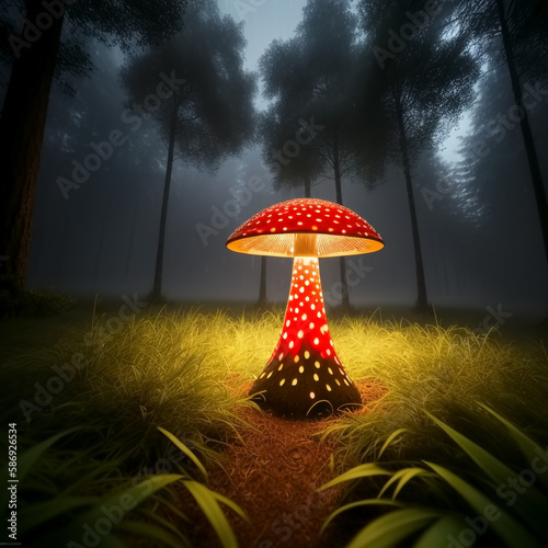 In a magical forest, a mush...