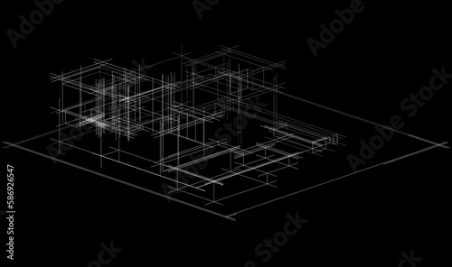 architectural sketch of modern house 