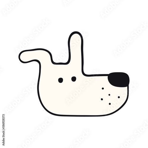 Dog, puppy face cute funny cartoon character illustration. Hand drawn vector, isolated. Line art. Domestic animal logo. Design concept pet food, branding, business, vet, print, poster
