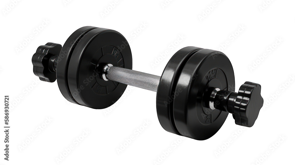 Dumbbell isolated on white space. Transparent cutout png. Generative AI Dumbbell isolated on white space. Transparent cutout png. Generative AI