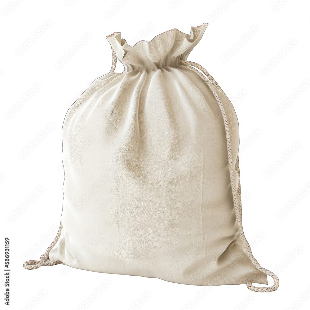 White sand bag isolated on white transparent background png cutout