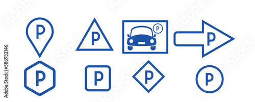 Parking icon set. Car Parking Icon. Parking and traffic signs isolated on white background.