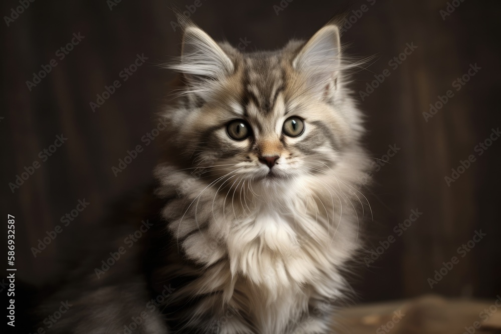 Siberian kitten, a pet of livestock, is adorable. breed of cat that is hypoallergenic. Generative AI