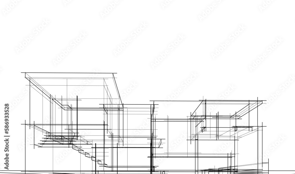 architectural sketch of modern house architectural sketch of modern house
