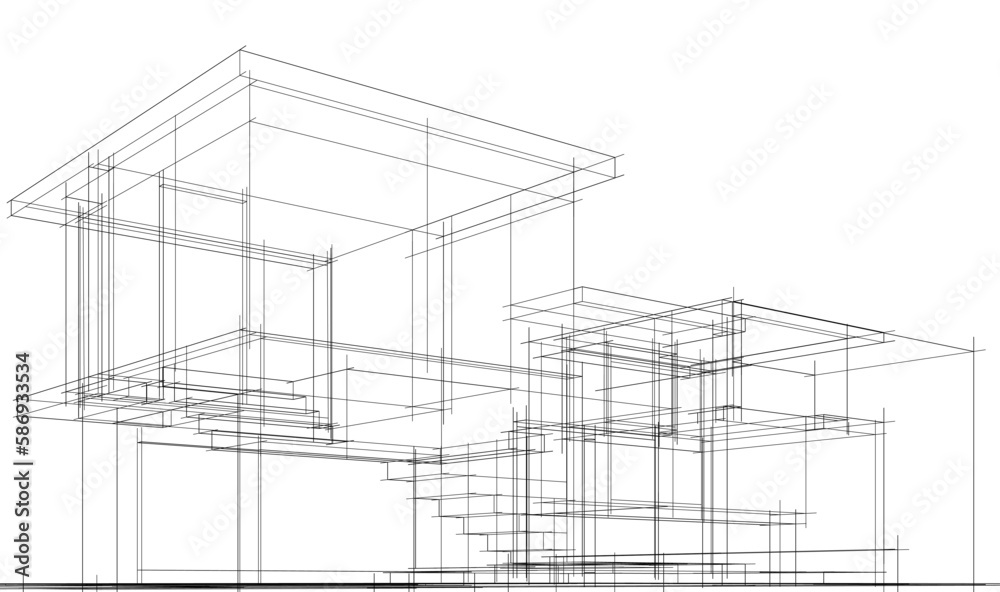 architectural sketch of modern house architectural sketch of modern house