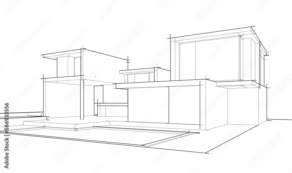 architectural sketch of modern house architectural sketch of modern house
