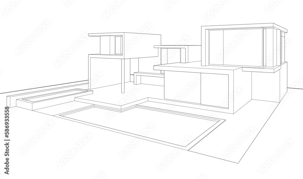 architectural sketch of modern house architectural sketch of modern house