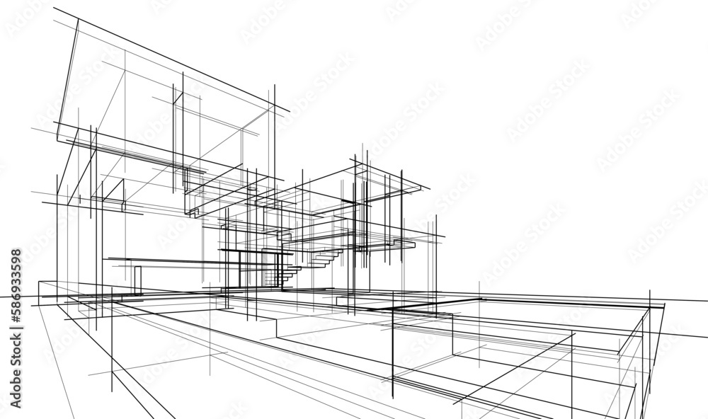 architectural sketch of modern house architectural sketch of modern house