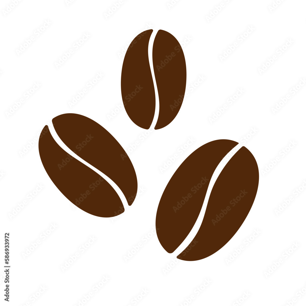 Coffee beans brown icon. Three roasted beans. Vector illustration isolated on a white background Coffee beans brown icon. Three roasted beans. Vector illustration isolated on a white background