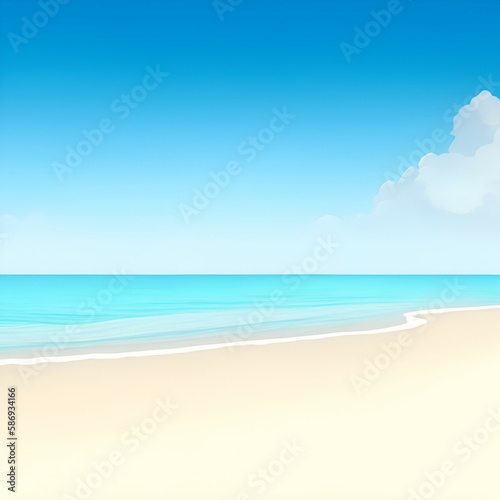 beach with sky and clouds - Beach landscape - Ocean calm waves background for design - beach background for design - Generative AI