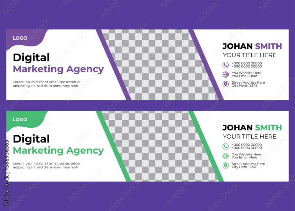 Set Digital Marketing Business Linkedin Banner Design, Easy to Edit