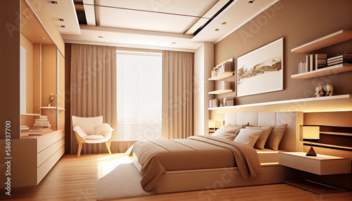 Clean style beige bedroom interior © 대연 김