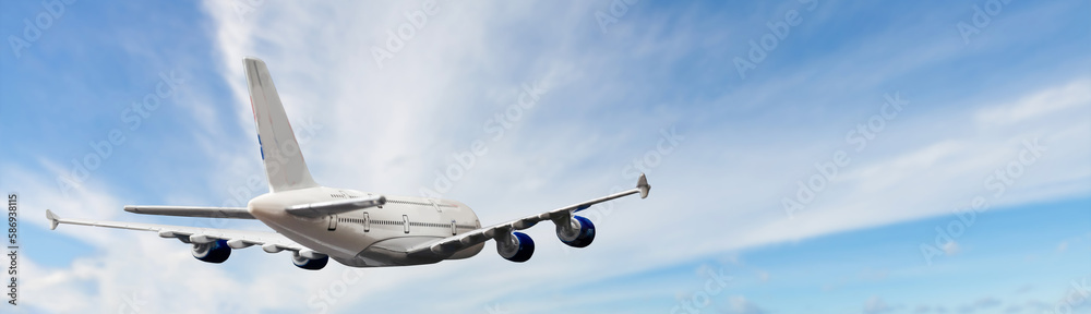 Obraz premium Airplane high speed on the clouds sky.