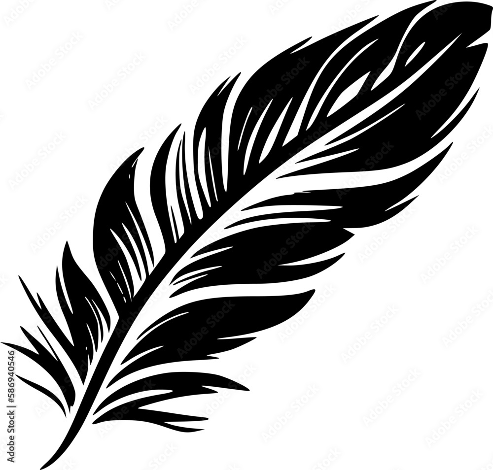 Obraz premium Feather | Black and White Vector illustration