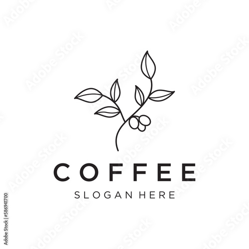 Logo design of arabica coffee cup and coffee plant hand drawn vintage style.Logo for business, cafe, restaurant, badge and coffee shop.