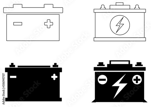 vector car battery icon set . automotive battery , starter battery , engine battery , car battery , engine starter
