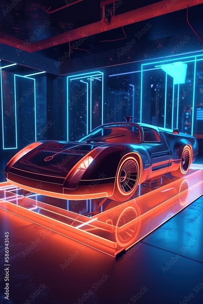 Fototapeta premium Futuristic car concept design by generative ai