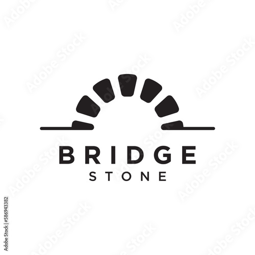 Simple and modern stone bridge building template logo creative design.