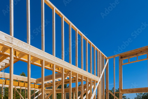 During construction  wooden framework was carried for beam stick home of layout joists trusses