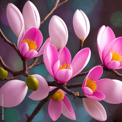 Spring magnolia flowers and...