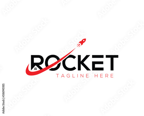 Rocket house logo design vector design