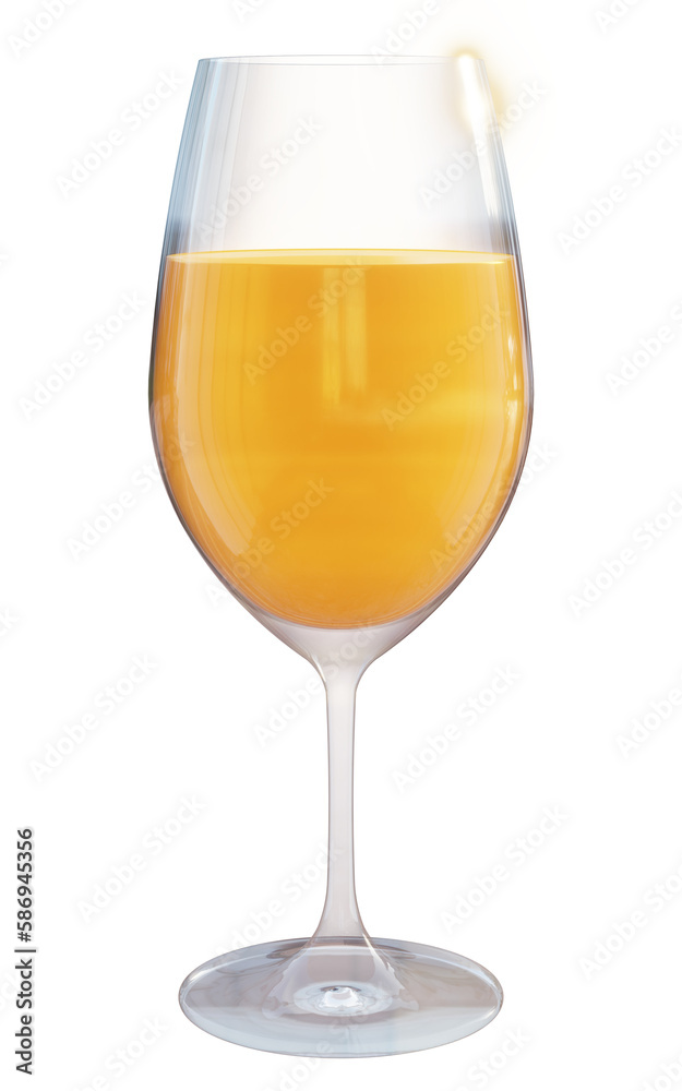 Isolated glass of orange juice with transparency. 3D rendering Isolated glass of orange juice with transparency. 3D rendering