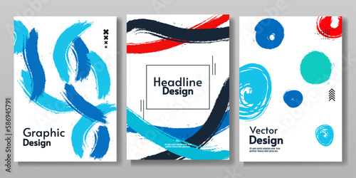 Modern colors, abstract posters. Set of cover. Hand drawn vector illustration.