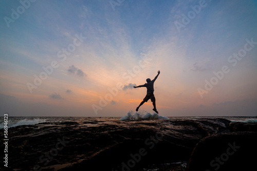 beautiful silhouette view of a guy in surreal condition